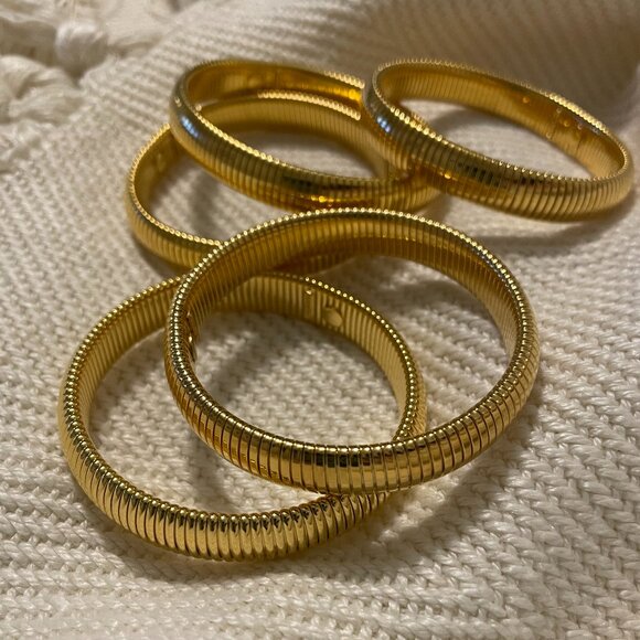 BEN AMUN Cobra Stretch Bangle Bracelet 24K Gold Plating One Size Fits Most New - Picture 9 of 12